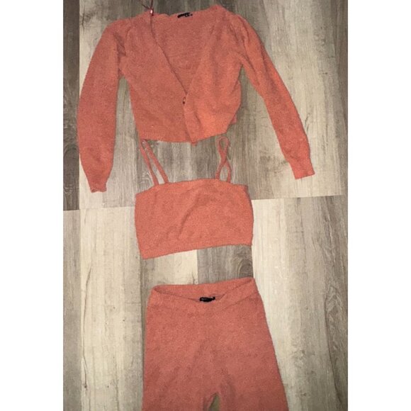 3-Piece Rust Lounge Set - Top Bralette & Leggings - M - Picture 3 of 13